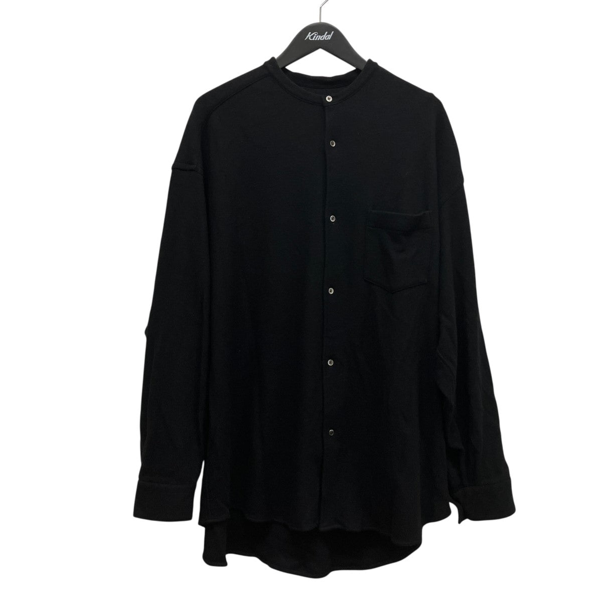 25AWWool Smooth Flannel Oversized Band Collar ShirtノーカラーロングスリーブウールシャツGU253-50222B
