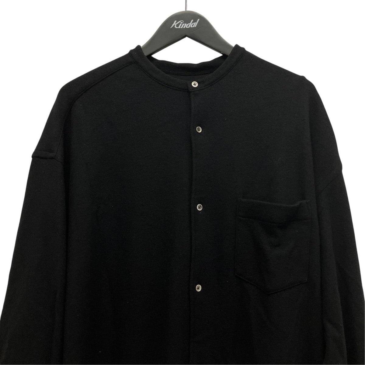 25AWWool Smooth Flannel Oversized Band Collar ShirtノーカラーロングスリーブウールシャツGU253-50222B