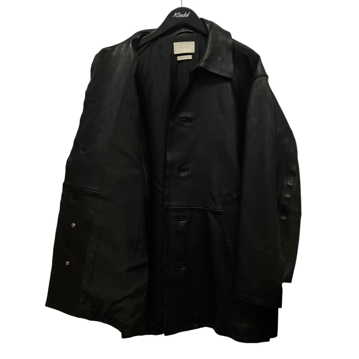 22AWCUT-OFF LEATHER CAR COATサイドスリットレザージャケットYK22AW0401C