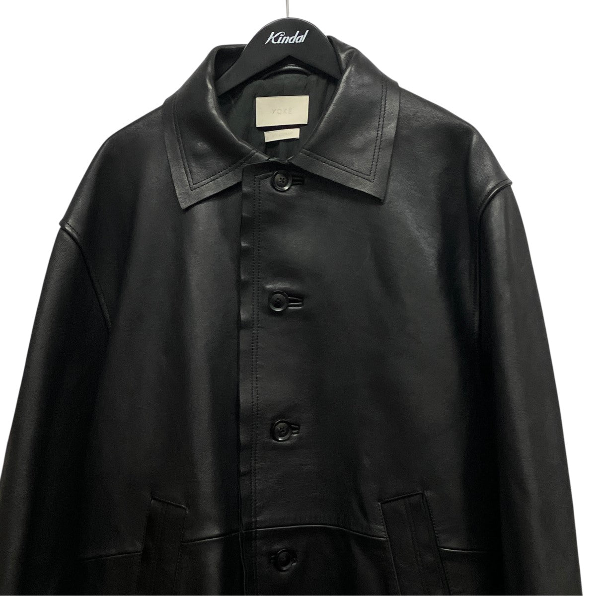 22AWCUT-OFF LEATHER CAR COATサイドスリットレザージャケットYK22AW0401C