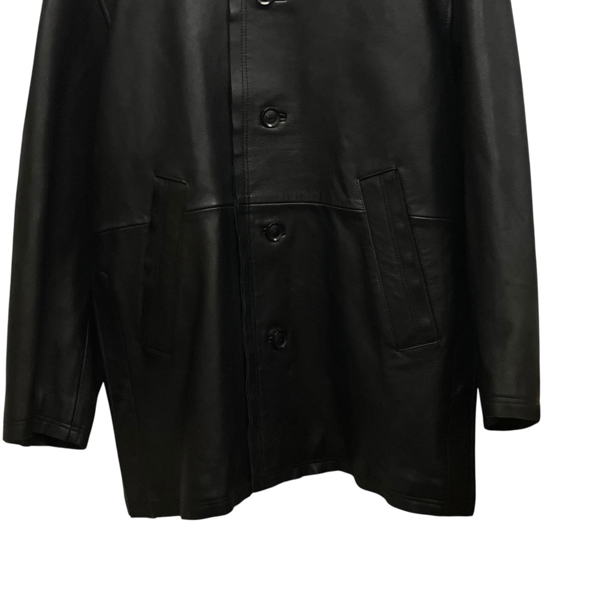 22AWCUT-OFF LEATHER CAR COATサイドスリットレザージャケットYK22AW0401C