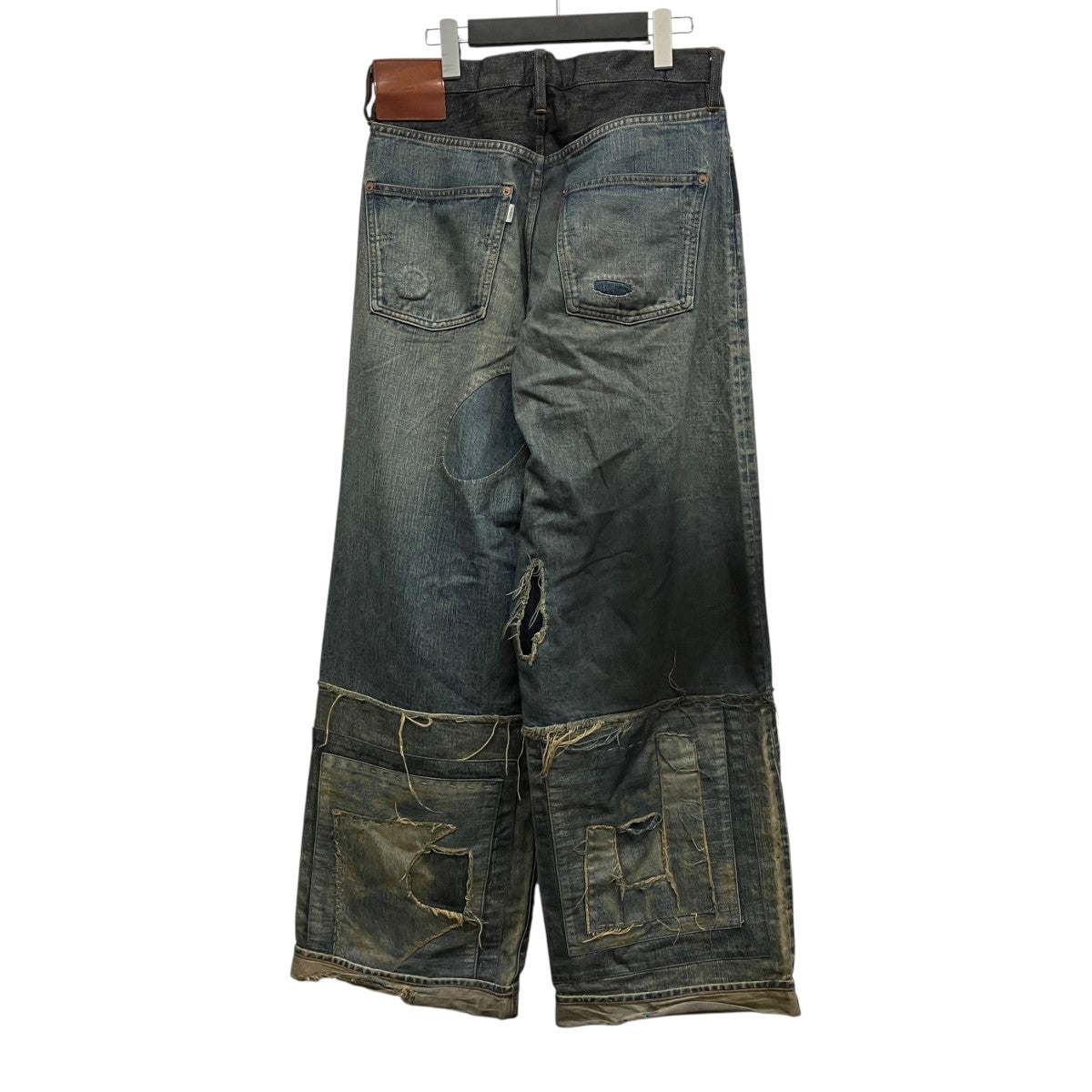 STRATUM DENIM PANTS WIDE CUT(FADED INDIGO)ダメージ汚れ加工デニムパンツ2541000404