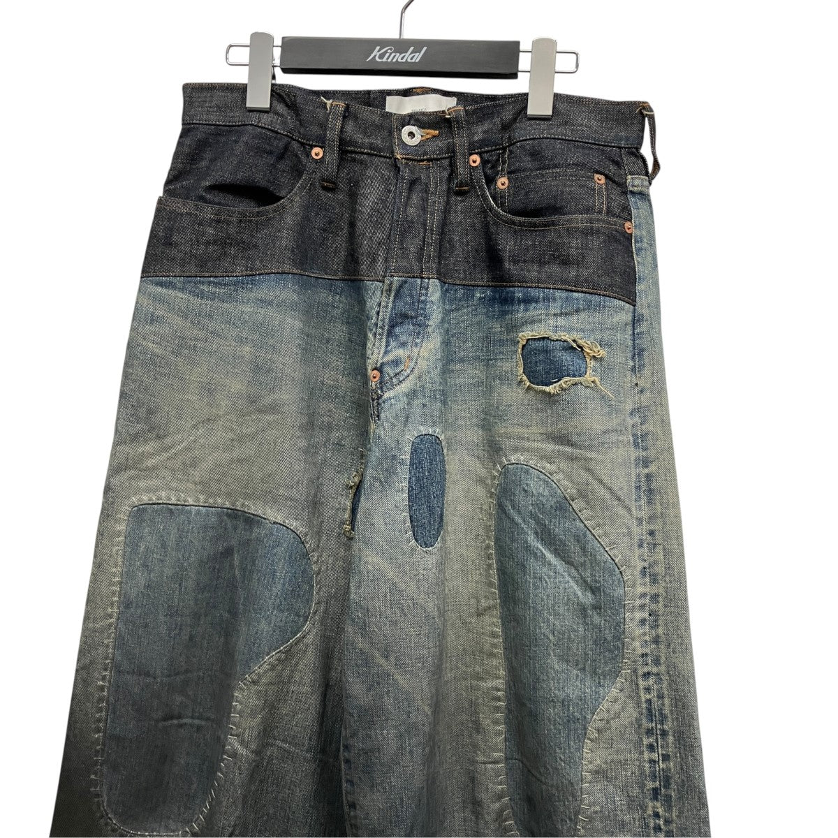 STRATUM DENIM PANTS WIDE CUT(FADED INDIGO)ダメージ汚れ加工デニムパンツ2541000404