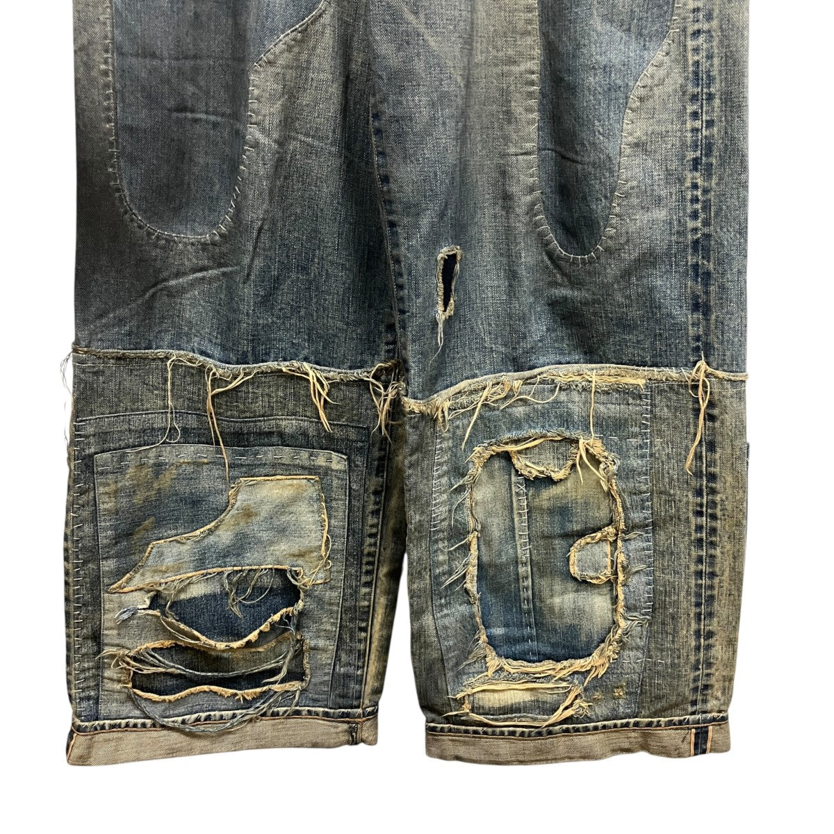 STRATUM DENIM PANTS WIDE CUT(FADED INDIGO)ダメージ汚れ加工デニムパンツ2541000404