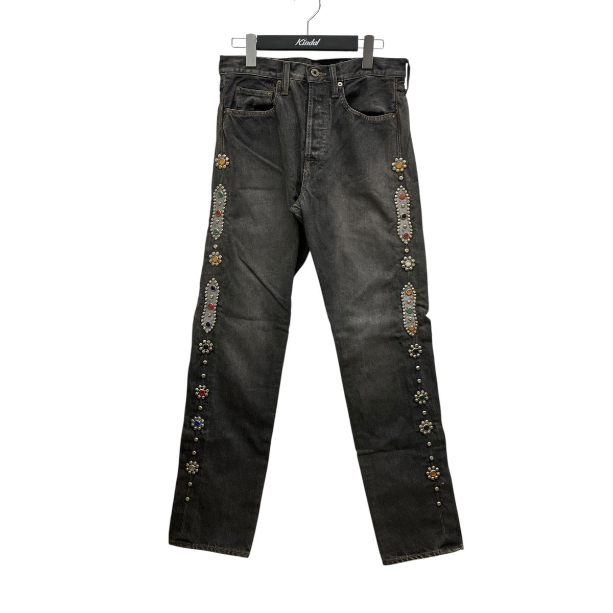 14oz Black Denim 5P Monkey Cisco， StudsビジュースタッズデニムパンツEK-1243LPA
