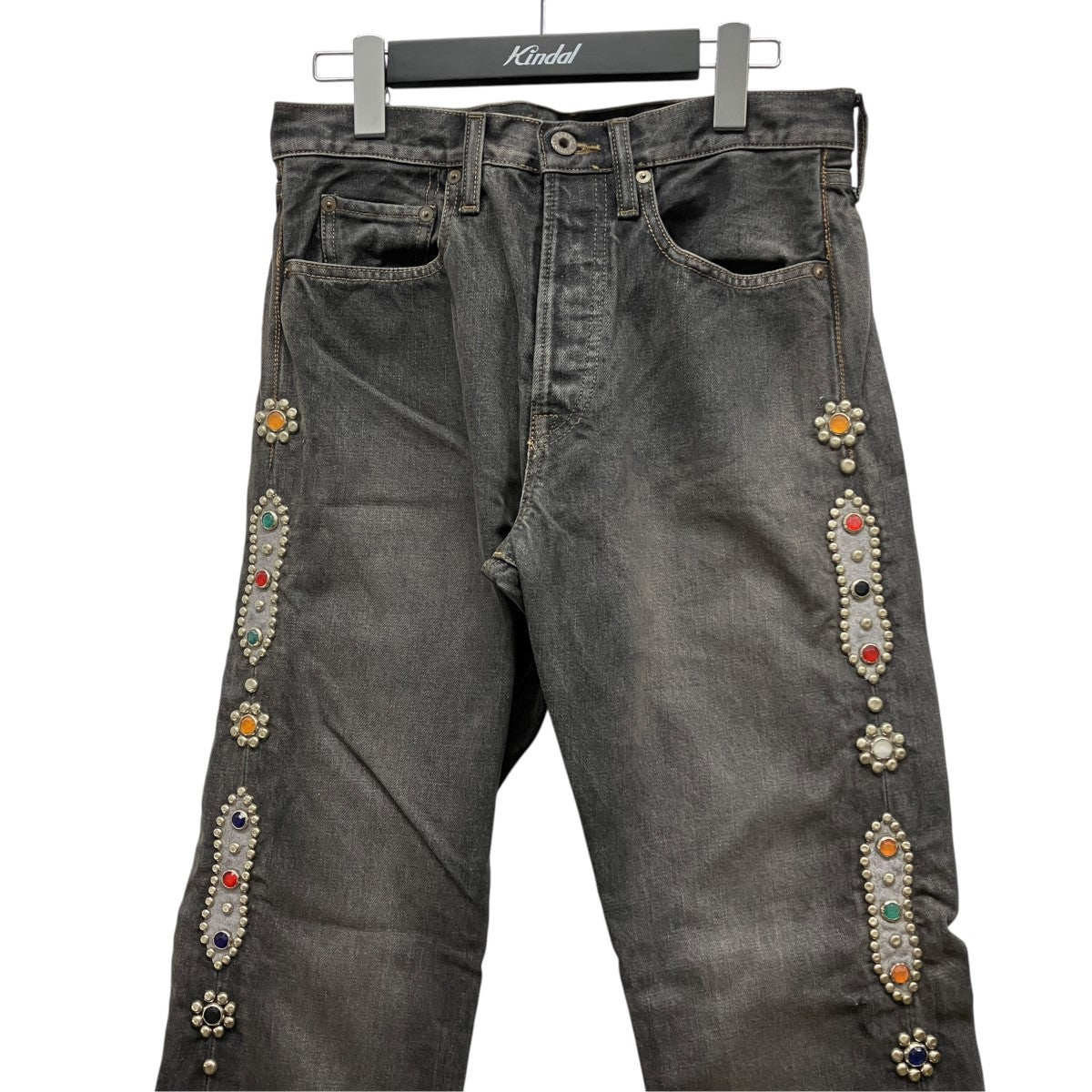 14oz Black Denim 5P Monkey Cisco， StudsビジュースタッズデニムパンツEK-1243LPA