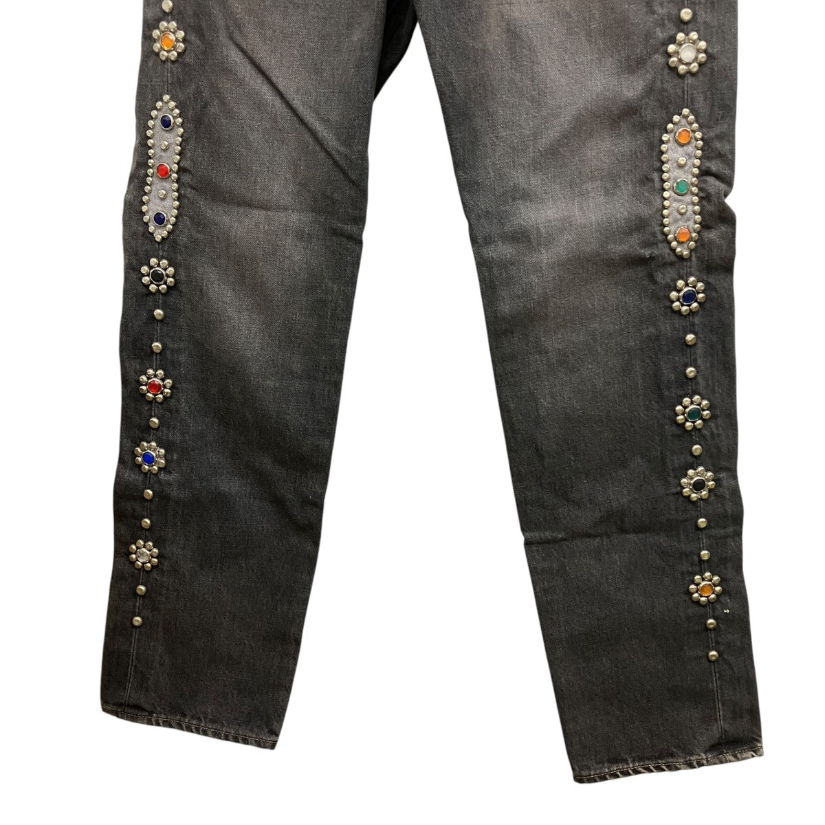 14oz Black Denim 5P Monkey Cisco， StudsビジュースタッズデニムパンツEK-1243LPA