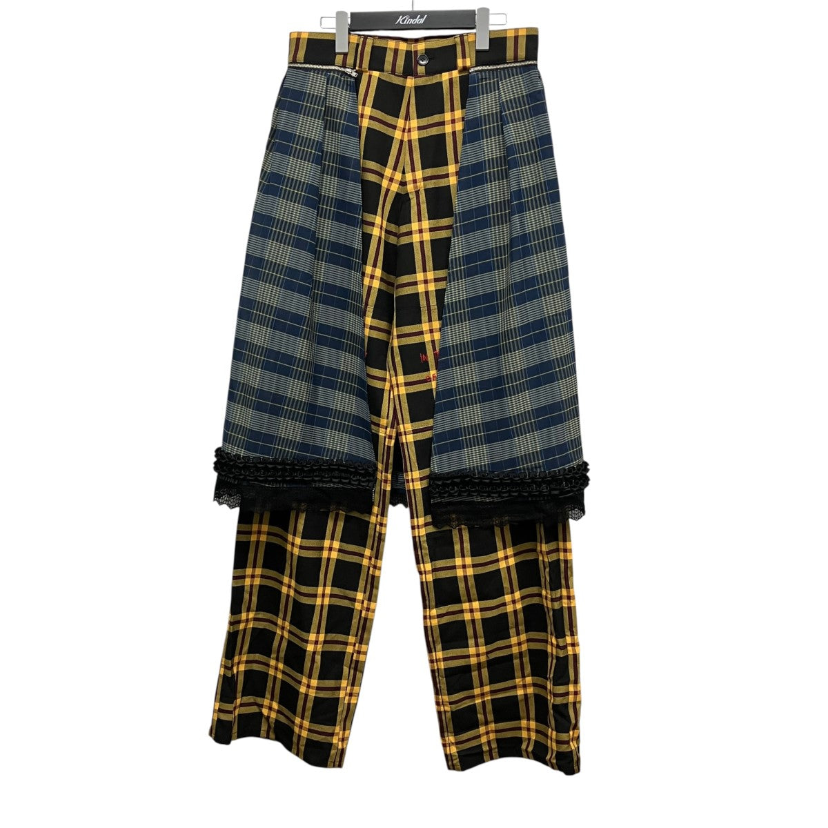 22AWDouble Knee Skirt PantsスカートレイヤードダブルニーチェックパンツKL648