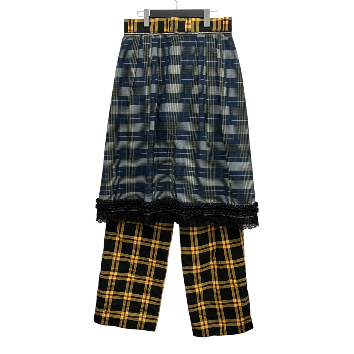 22AWDouble Knee Skirt PantsスカートレイヤードダブルニーチェックパンツKL648