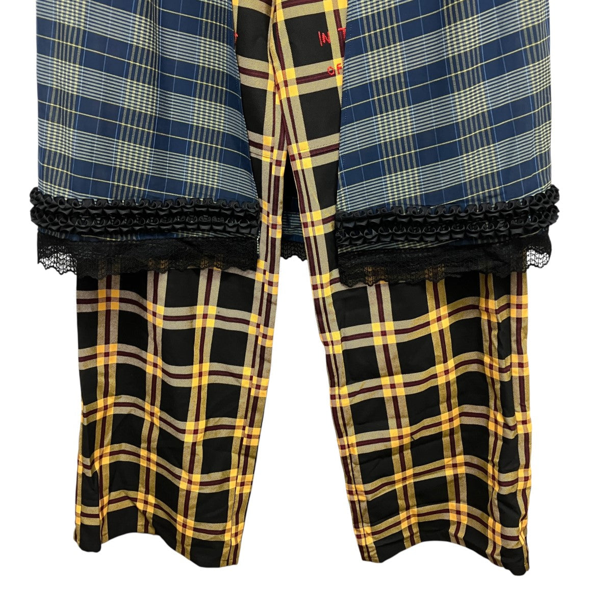 22AWDouble Knee Skirt PantsスカートレイヤードダブルニーチェックパンツKL648