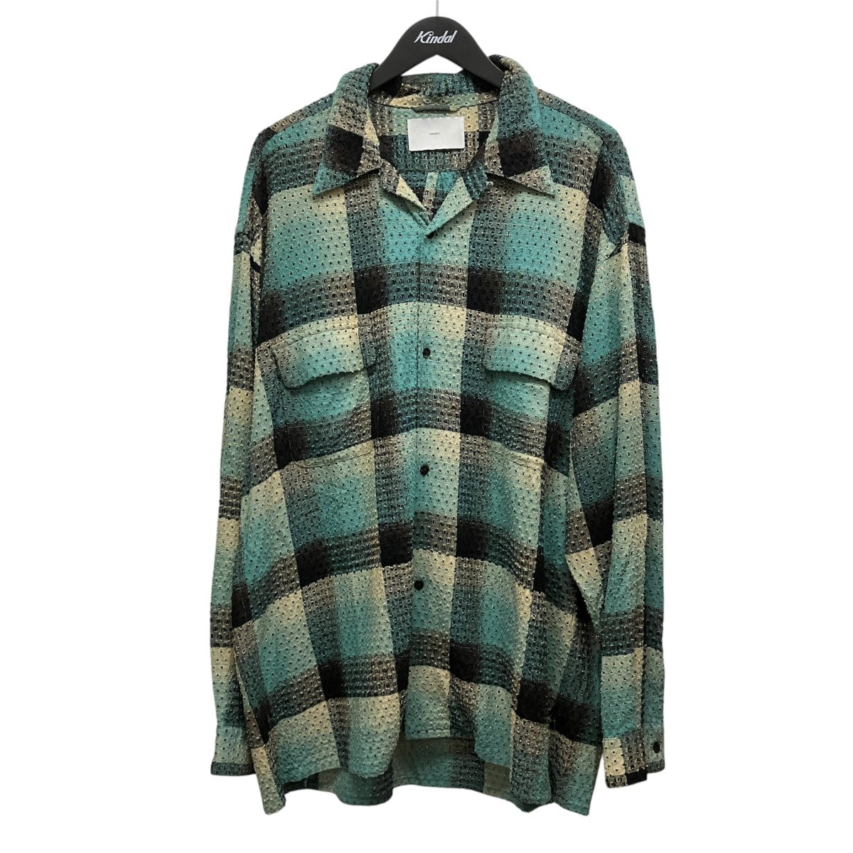 PUNCHING RAYON OMBRE PLAID OPEN COLLAR BLOUSEロングスリーブチェックパンチングシャツ2441000509