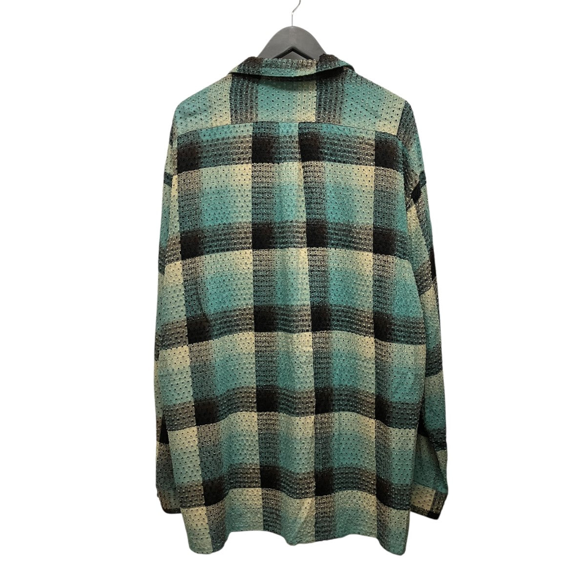 PUNCHING RAYON OMBRE PLAID OPEN COLLAR BLOUSEロングスリーブチェックパンチングシャツ2441000509