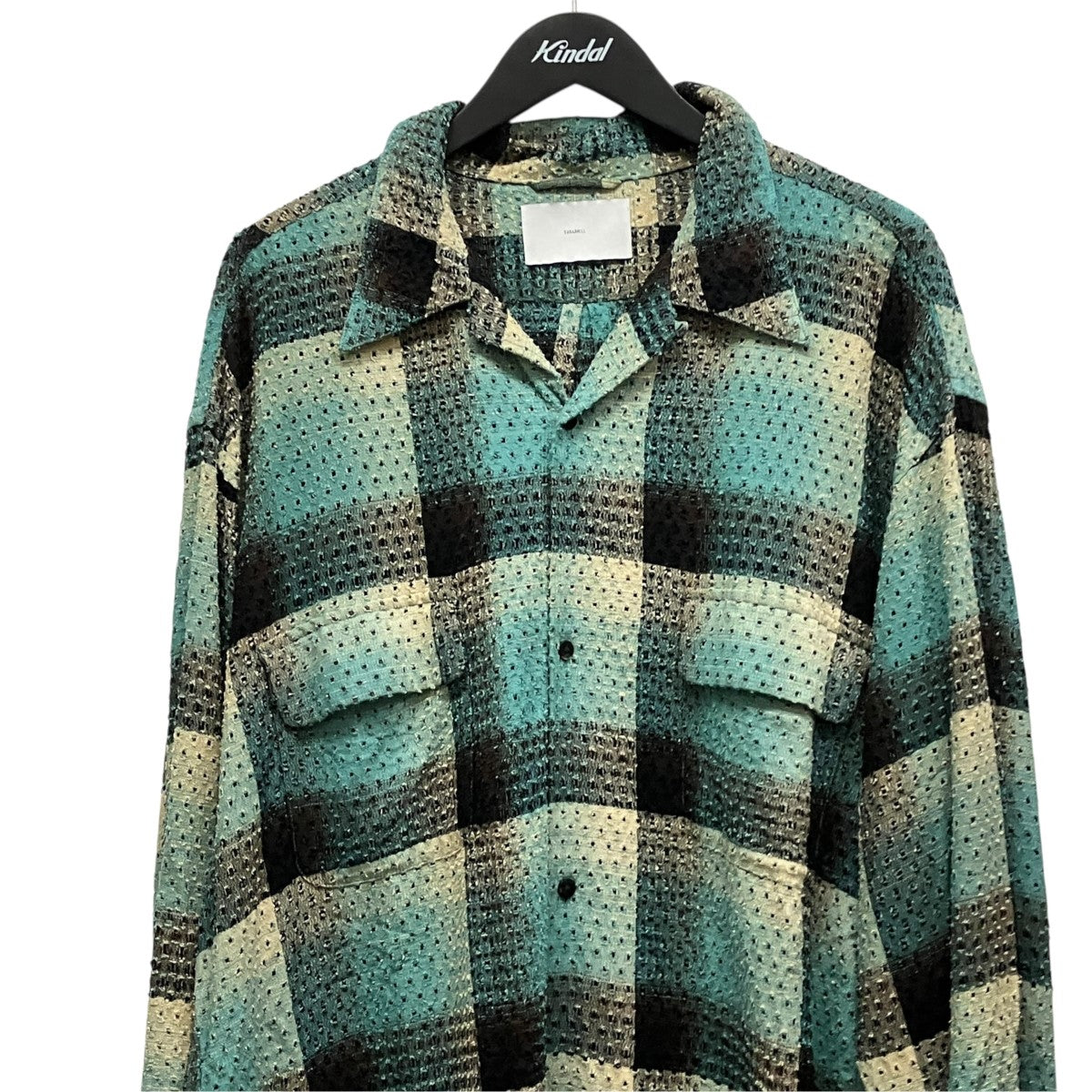 PUNCHING RAYON OMBRE PLAID OPEN COLLAR BLOUSEロングスリーブチェックパンチングシャツ2441000509