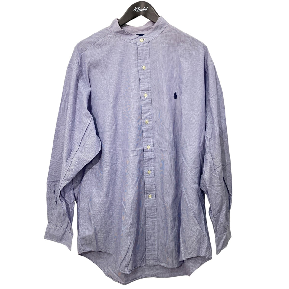 RALPH LAUREN ストライプノーカラーロングスリーブシャツ 古着・中古-1枚目のアイテム画像