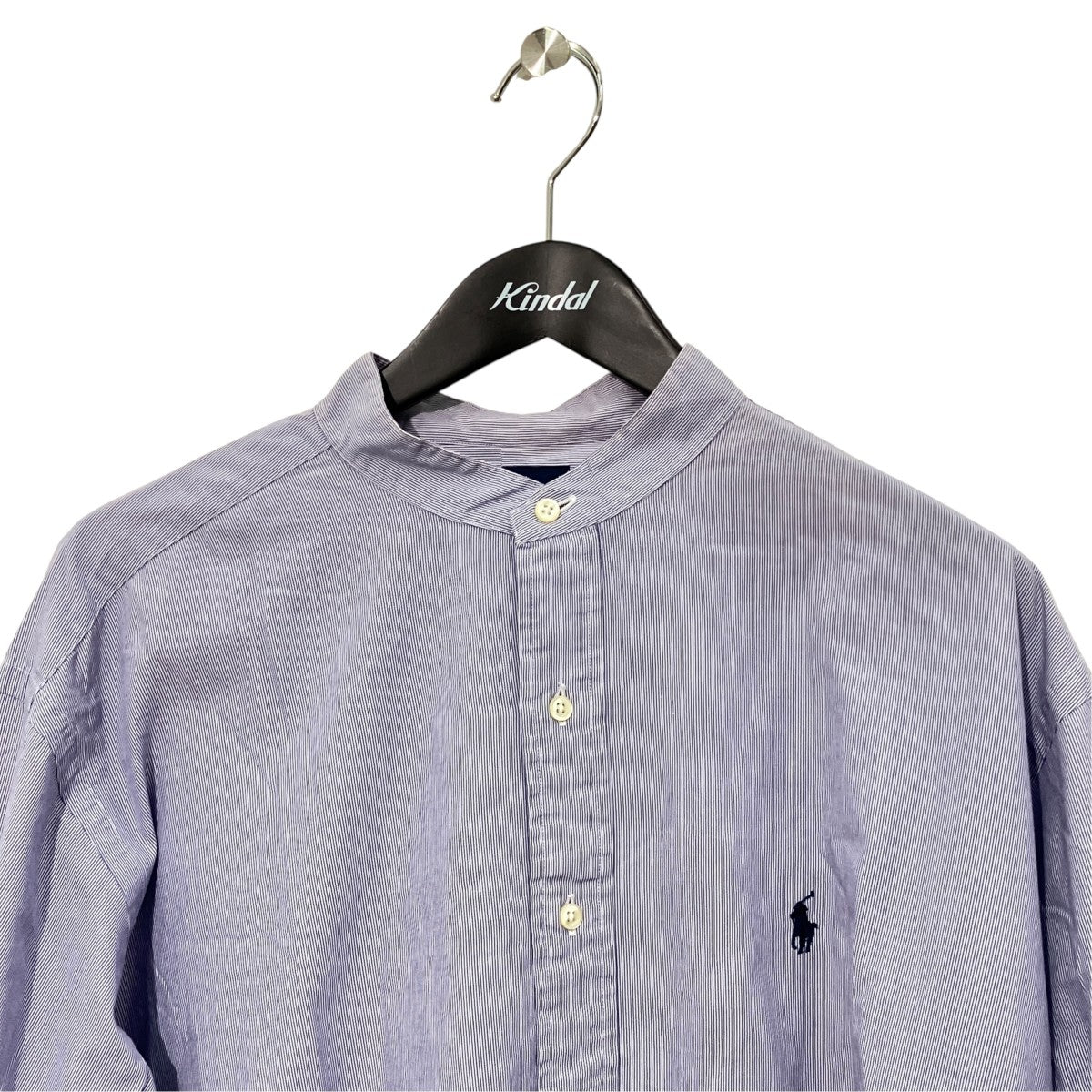 RALPH LAUREN ストライプノーカラーロングスリーブシャツ 古着・中古-3枚目のアイテム画像