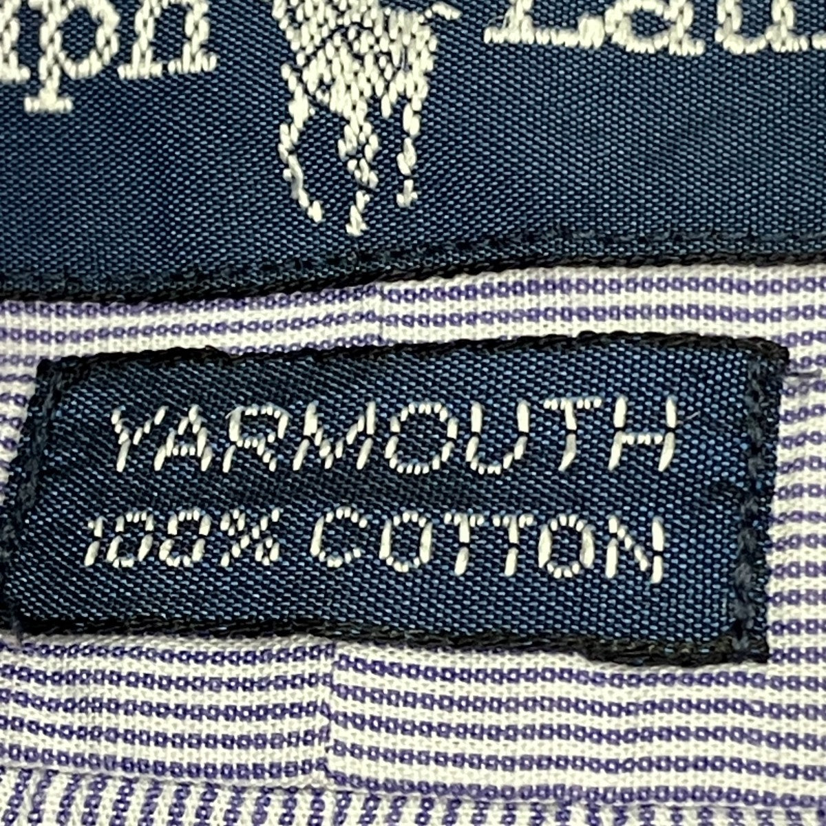 RALPH LAUREN ストライプノーカラーロングスリーブシャツ 古着・中古-6枚目のアイテム画像