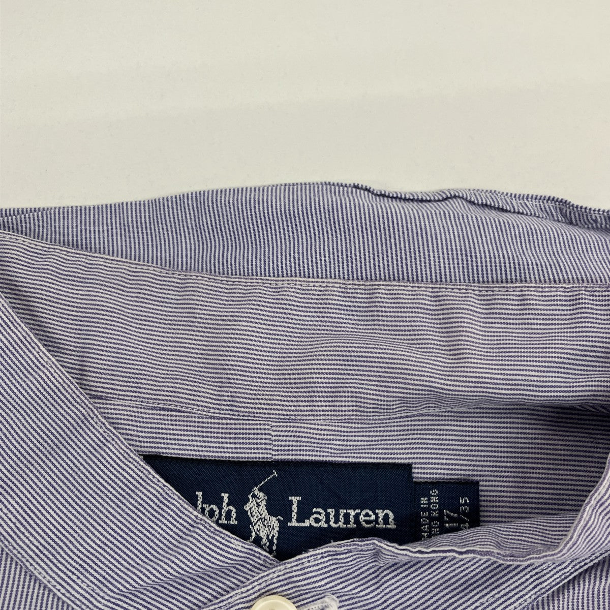 RALPH LAUREN ストライプノーカラーロングスリーブシャツ 古着・中古-7枚目のアイテム画像