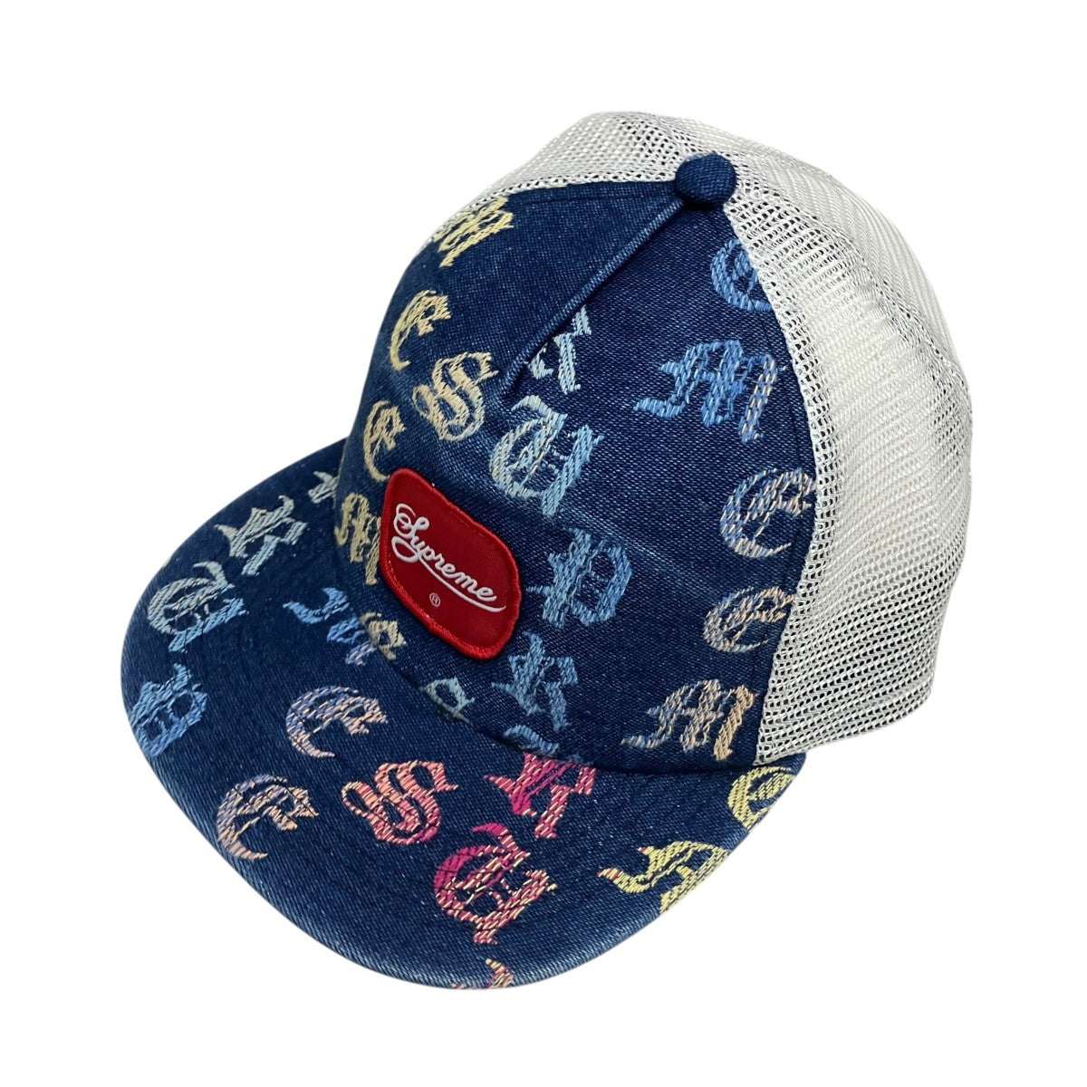 Supreme 22SSGradient Jacquard Denim Mesh Back 5-Panelロゴワッペンデニム刺しゅうメッシュキャップ 古着・中古-1枚目のアイテム画像