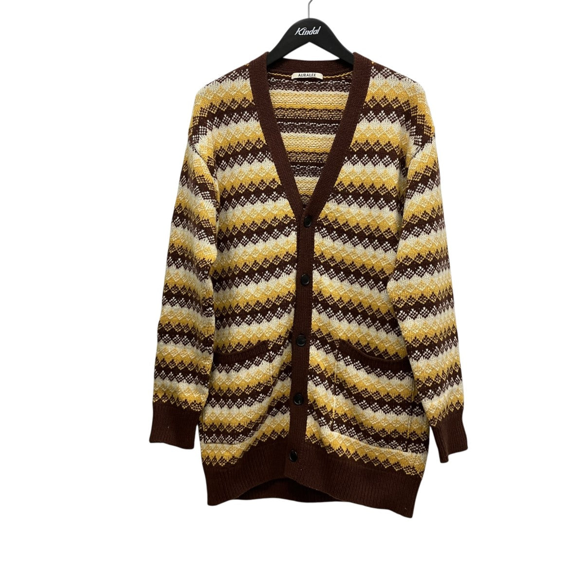 25AWジャガードカシミヤウールカーディガンA25AC03EC Jacquard V-Neck Cardigan