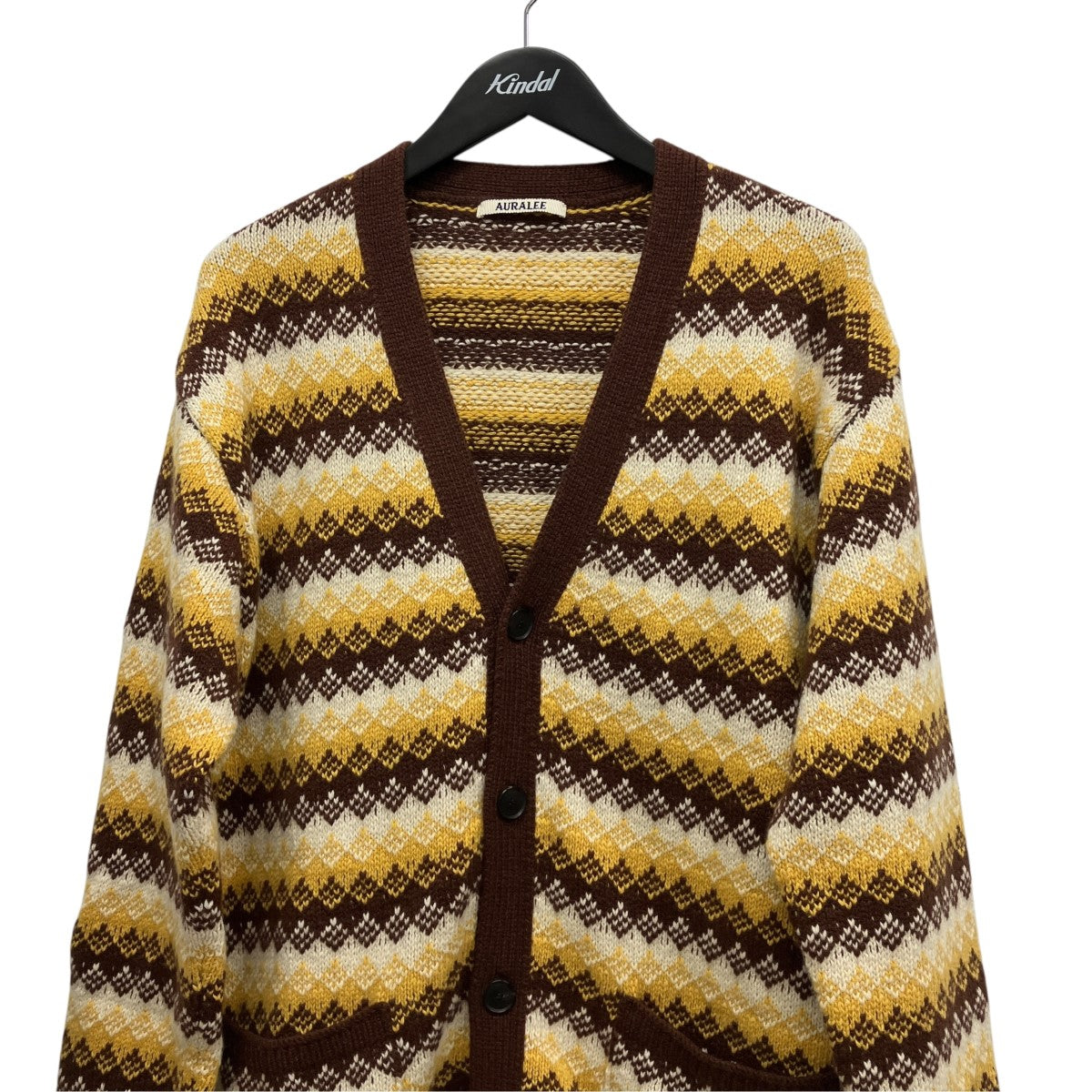 25AWジャガードカシミヤウールカーディガンA25AC03EC Jacquard V-Neck Cardigan