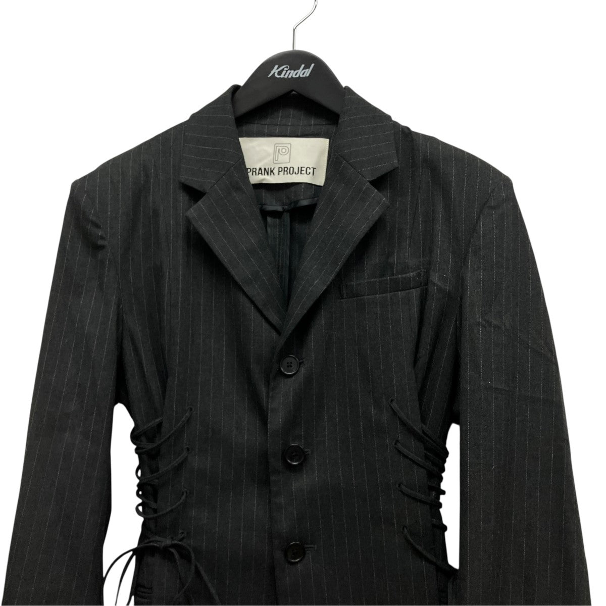 Lace-up Jacketサイドスリットレイヤードストライプテ-ラードジャケット31251116103