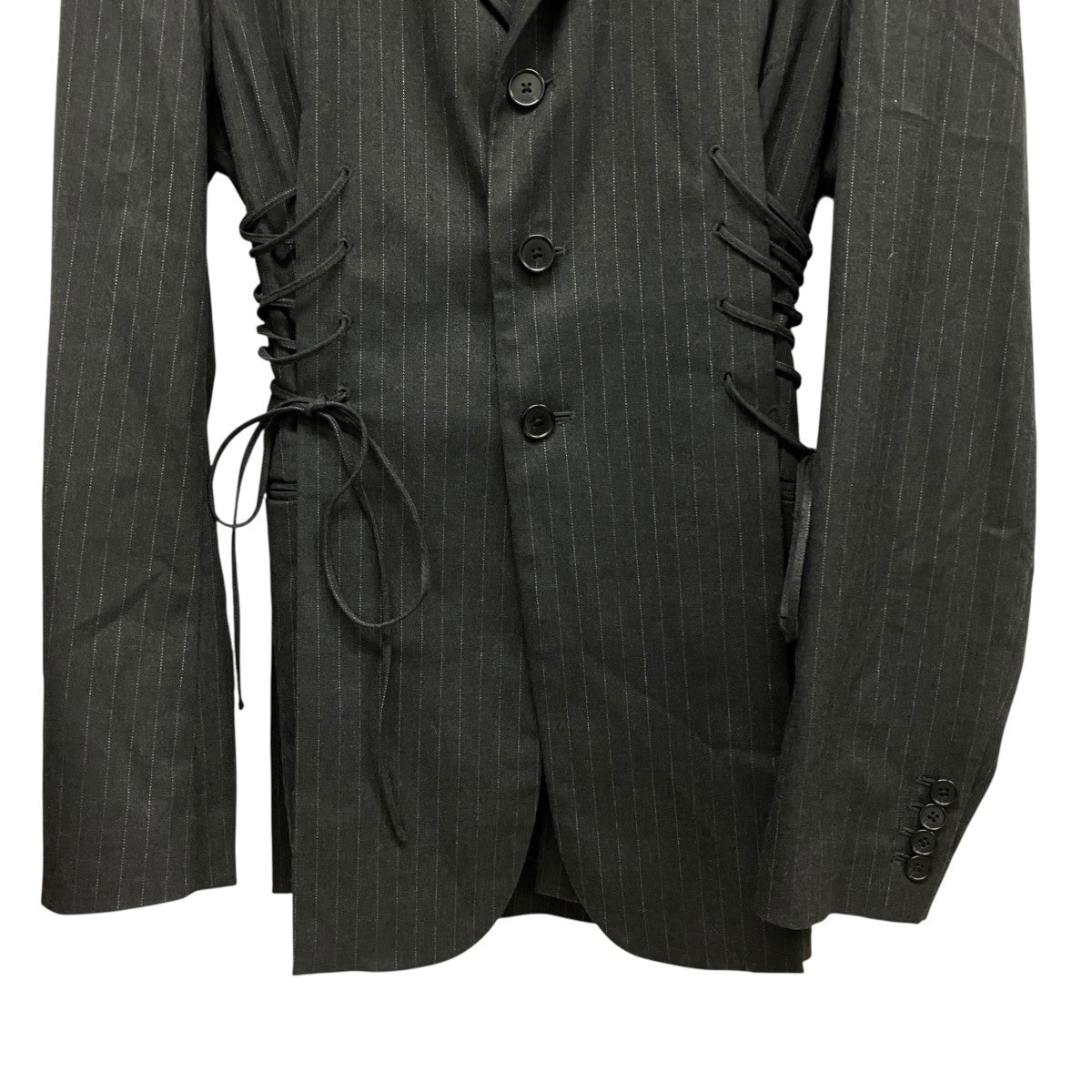 Lace-up Jacketサイドスリットレイヤードストライプテ-ラードジャケット31251116103