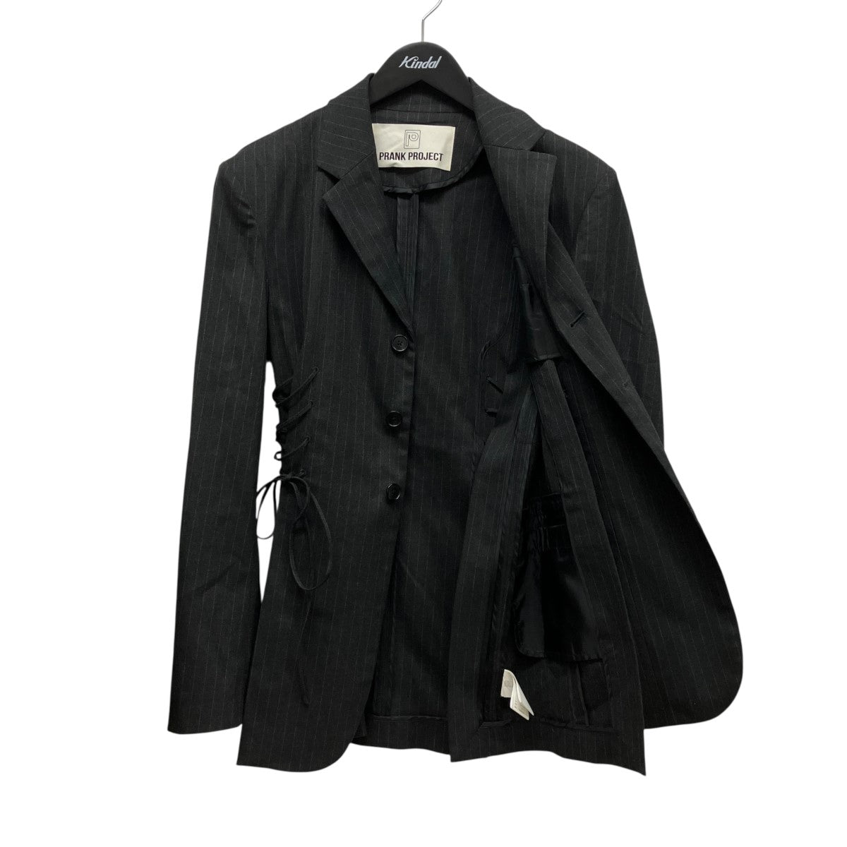 Lace-up Jacketサイドスリットレイヤードストライプテ-ラードジャケット31251116103