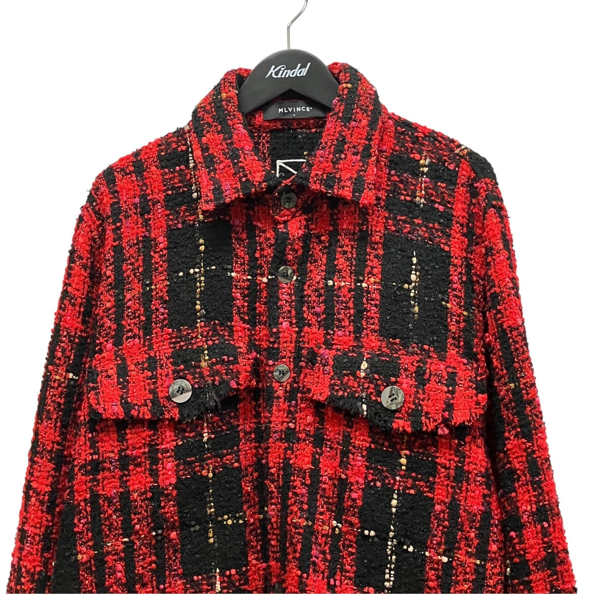 MLVINCE チェックツイードシャツジャケット 古着・中古-3枚目のアイテム画像