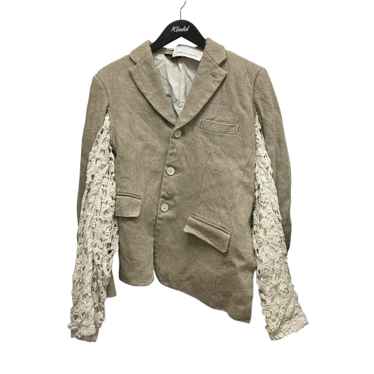 COMME des GARCONS 26SSレースインサートジャケットWスリーブアシンメトリーリネンテ-ラードジャケットGQ-J028 古着・中古-1枚目のアイテム画像