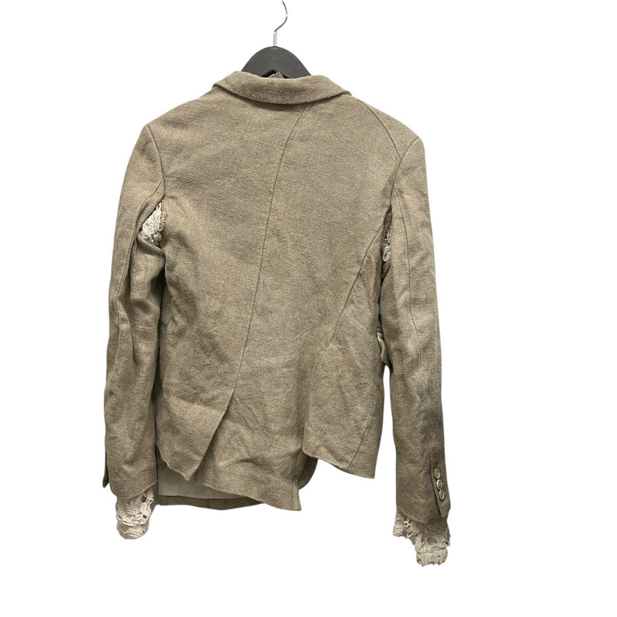 COMME des GARCONS 26SSレースインサートジャケットWスリーブアシンメトリーリネンテ-ラードジャケットGQ-J028 古着・中古-2枚目のアイテム画像