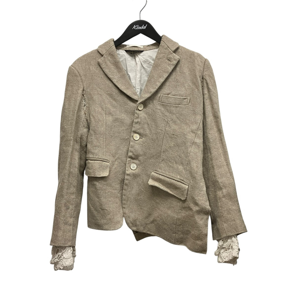 COMME des GARCONS 26SSレースインサートジャケットWスリーブアシンメトリーリネンテ-ラードジャケットGQ-J028 古着・中古-3枚目のアイテム画像