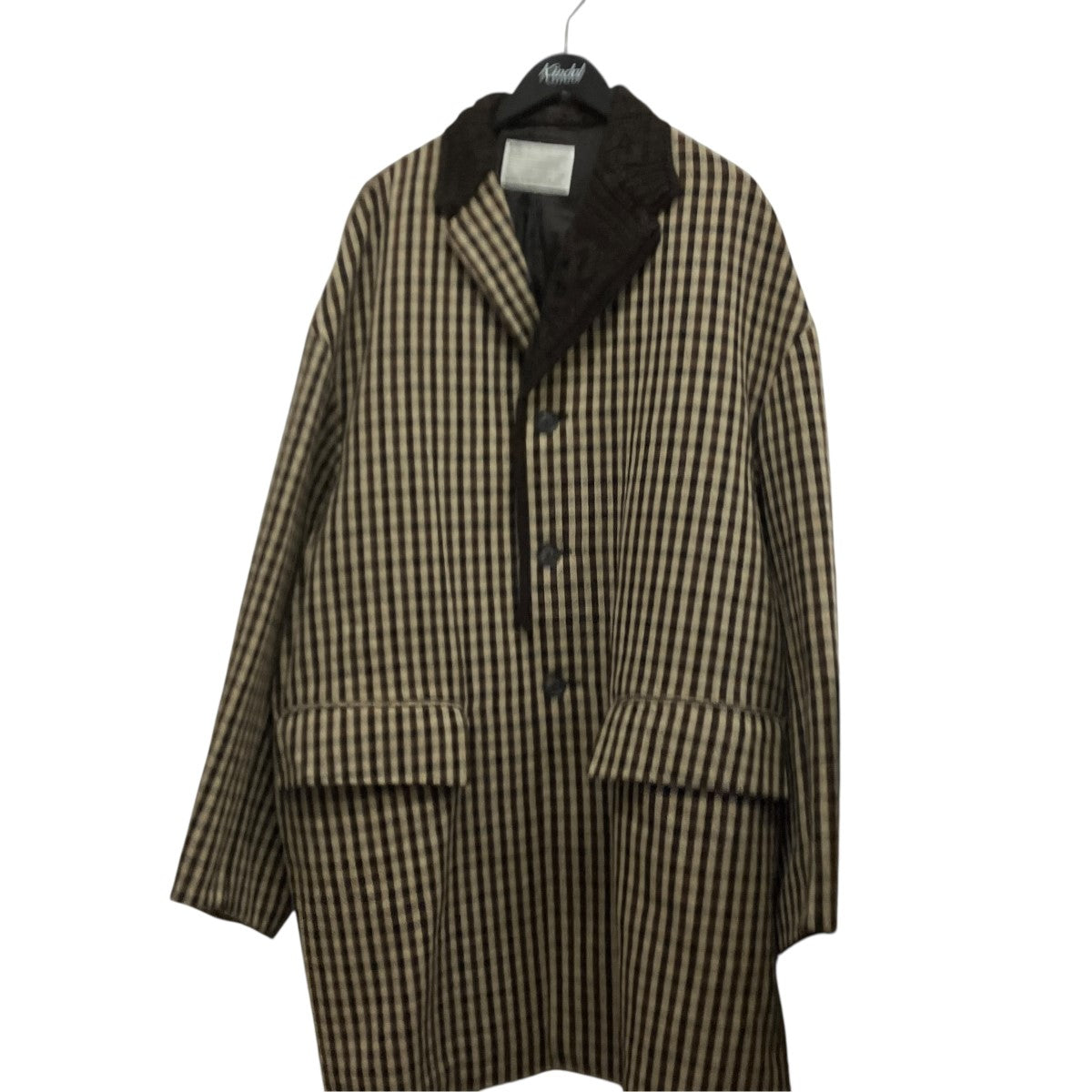 KOLOR 20AWKNIT DOCKING COATウールチェックステンカラーコート20WCM-C01101 古着・中古-1枚目のアイテム画像