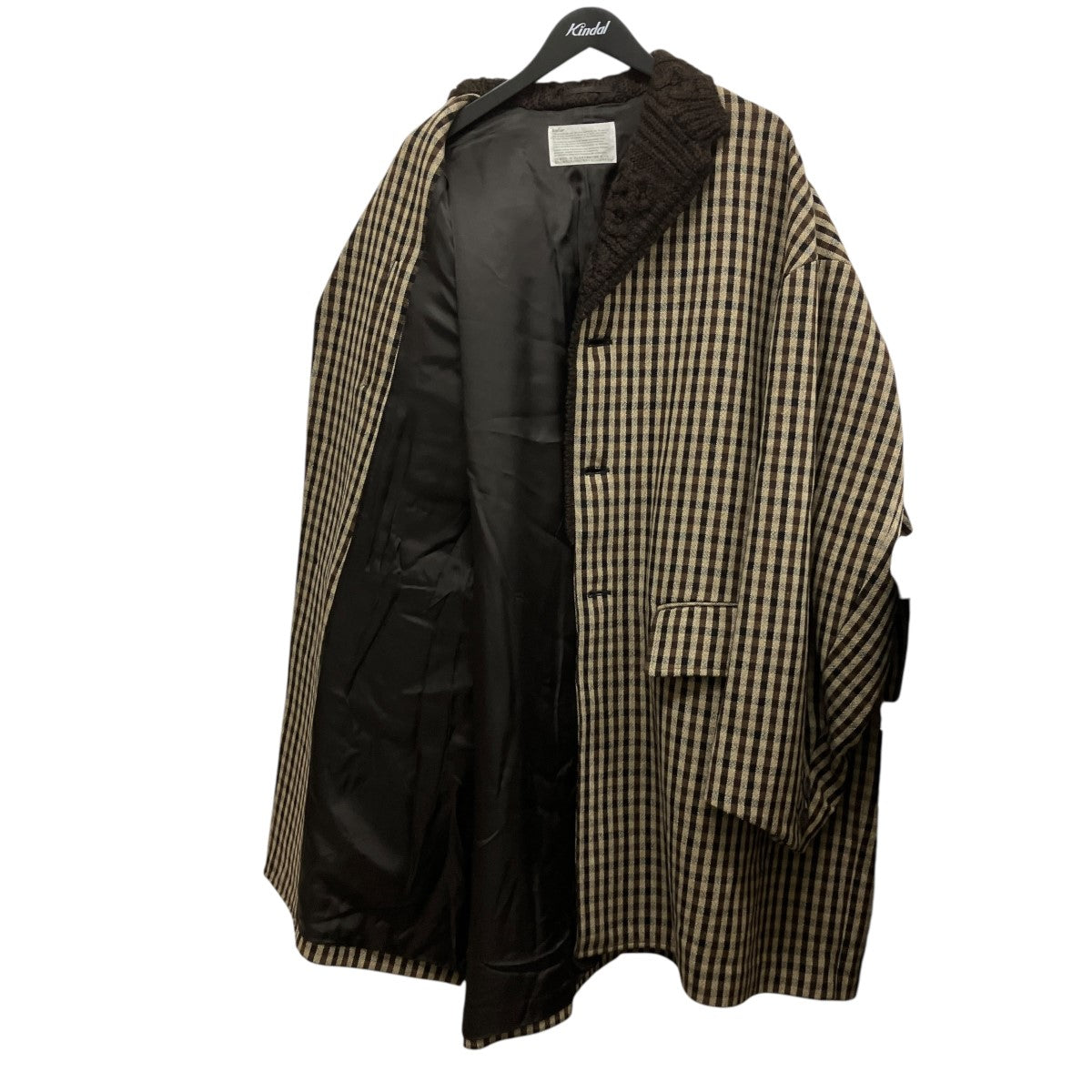 KOLOR 20AWKNIT DOCKING COATウールチェックステンカラーコート20WCM-C01101 古着・中古-3枚目のアイテム画像