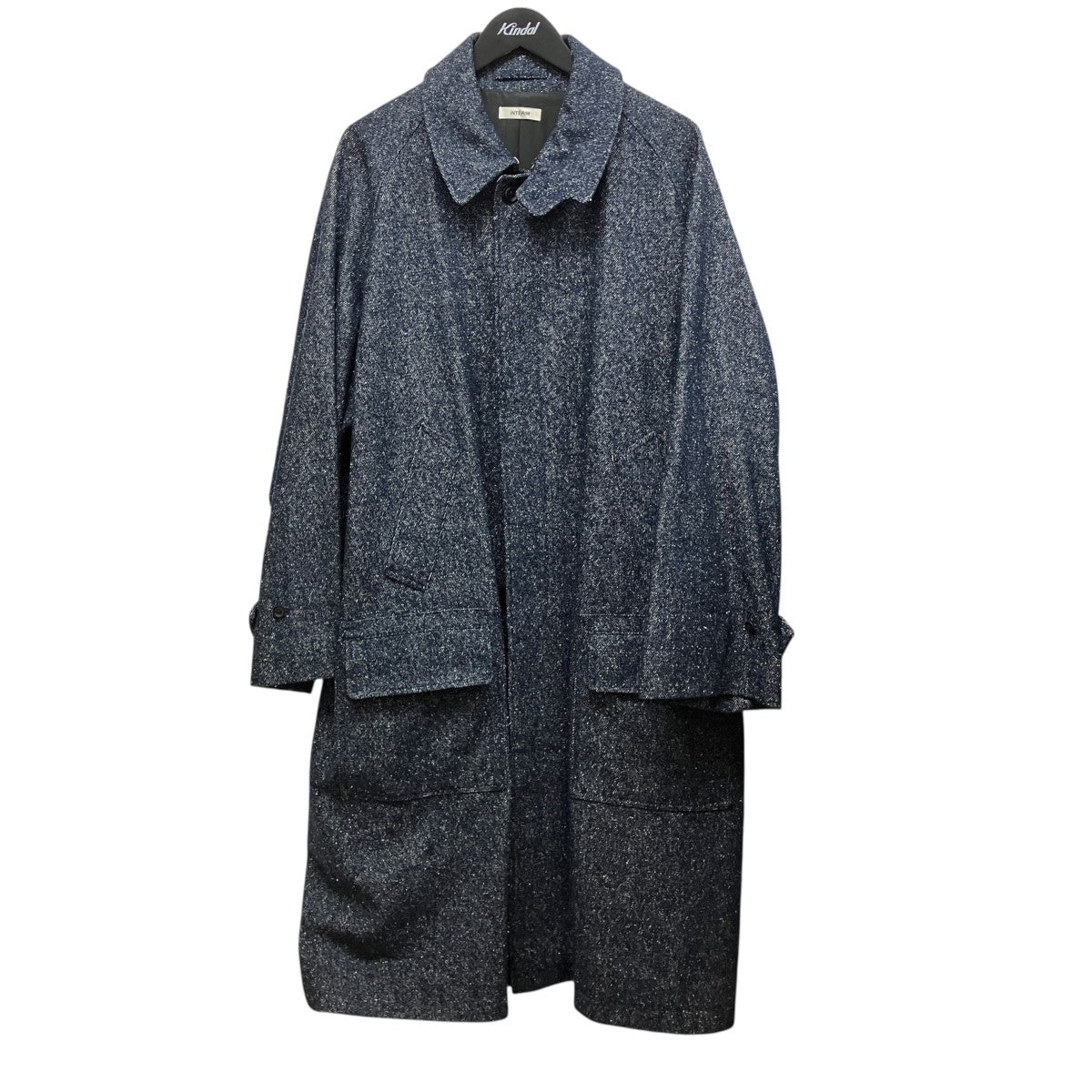 22AWHYPER BIG SILK DENIM SINGLE 4PK FLAP COATシルク混ステンカラーコート
