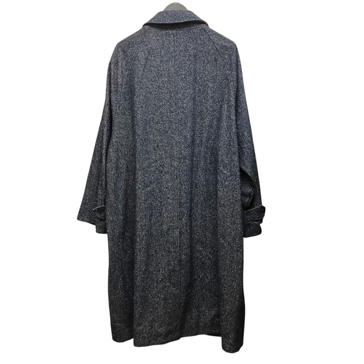 22AWHYPER BIG SILK DENIM SINGLE 4PK FLAP COATシルク混ステンカラーコート