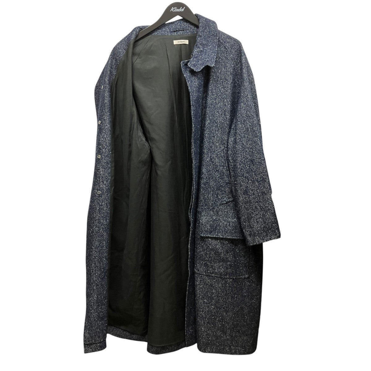 22AWHYPER BIG SILK DENIM SINGLE 4PK FLAP COATシルク混ステンカラーコート