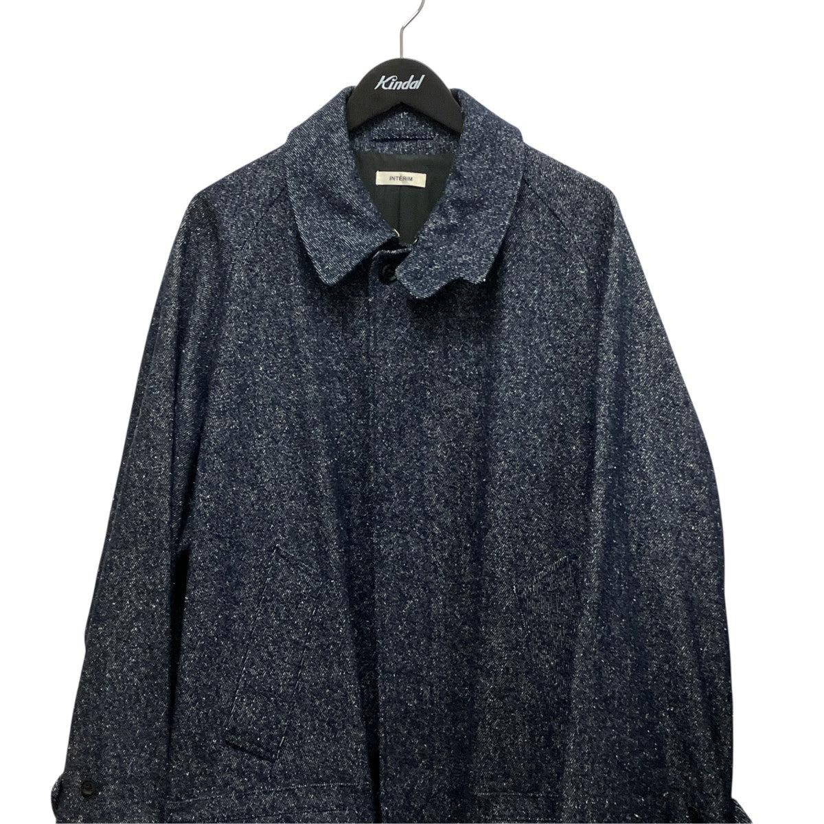22AWHYPER BIG SILK DENIM SINGLE 4PK FLAP COATシルク混ステンカラーコート