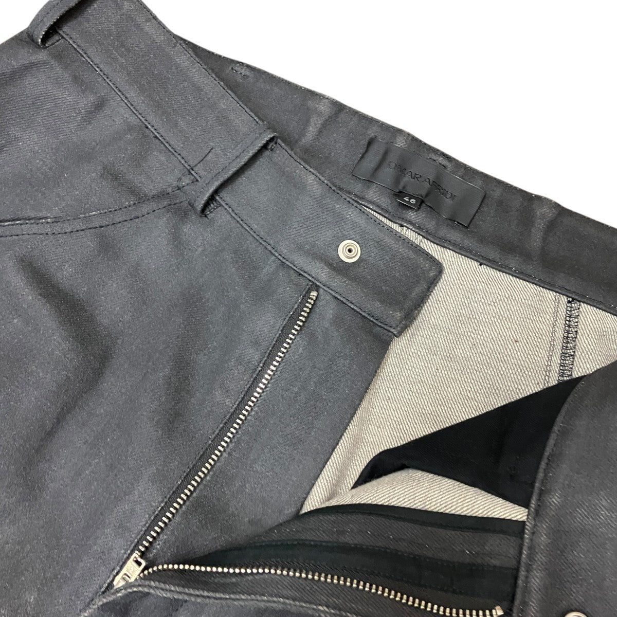25SSKnee Darted Flare Trousersコーティングデニムパンツ