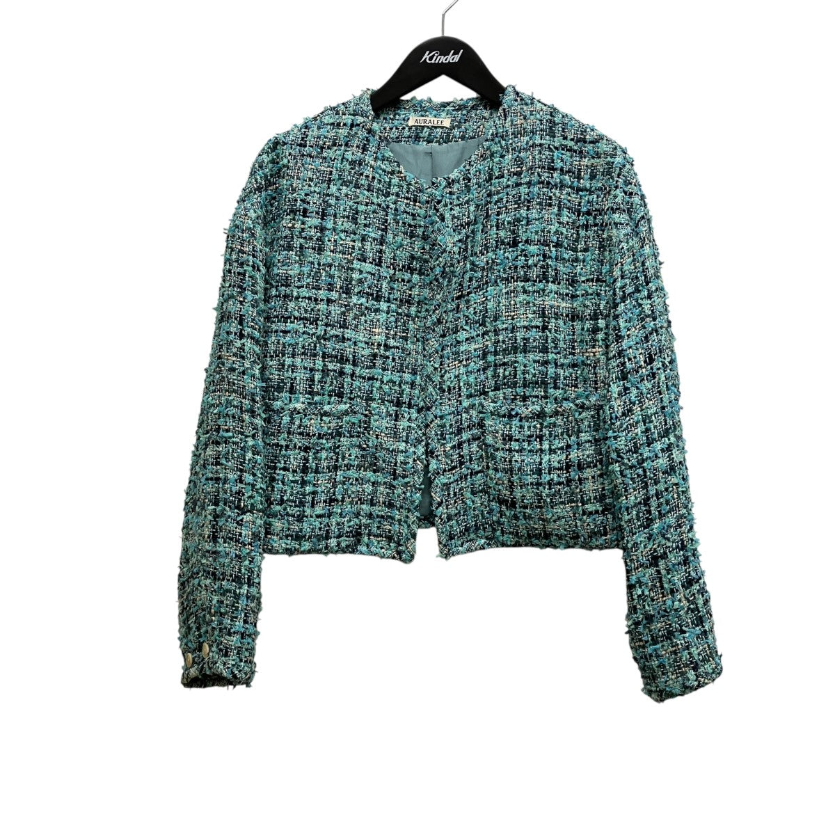 AURALEE 23SSノーカラーツイードジャケットA23SB03HW HOMESPUN SUMMER TWEED BLOUSON 古着・中古-1枚目のアイテム画像