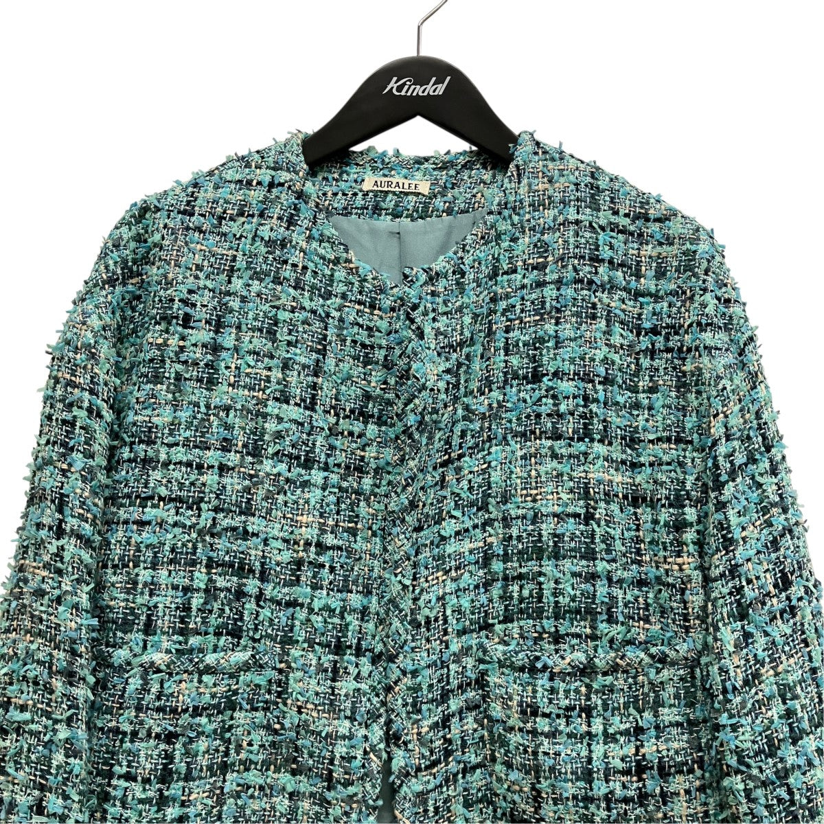 AURALEE 23SSノーカラーツイードジャケットA23SB03HW HOMESPUN SUMMER TWEED BLOUSON 古着・中古-3枚目のアイテム画像