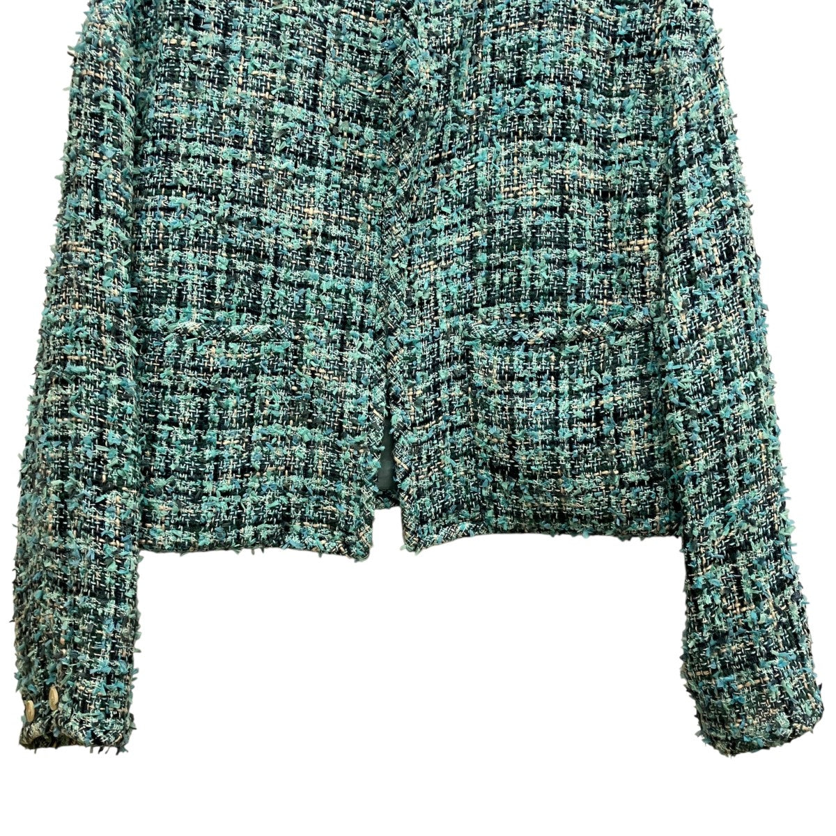 AURALEE 23SSノーカラーツイードジャケットA23SB03HW HOMESPUN SUMMER TWEED BLOUSON 古着・中古-4枚目のアイテム画像