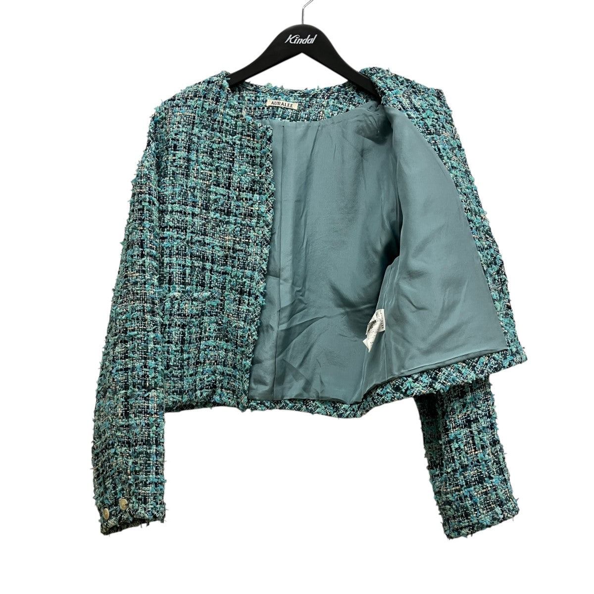 AURALEE 23SSノーカラーツイードジャケットA23SB03HW HOMESPUN SUMMER TWEED BLOUSON 古着・中古-5枚目のアイテム画像