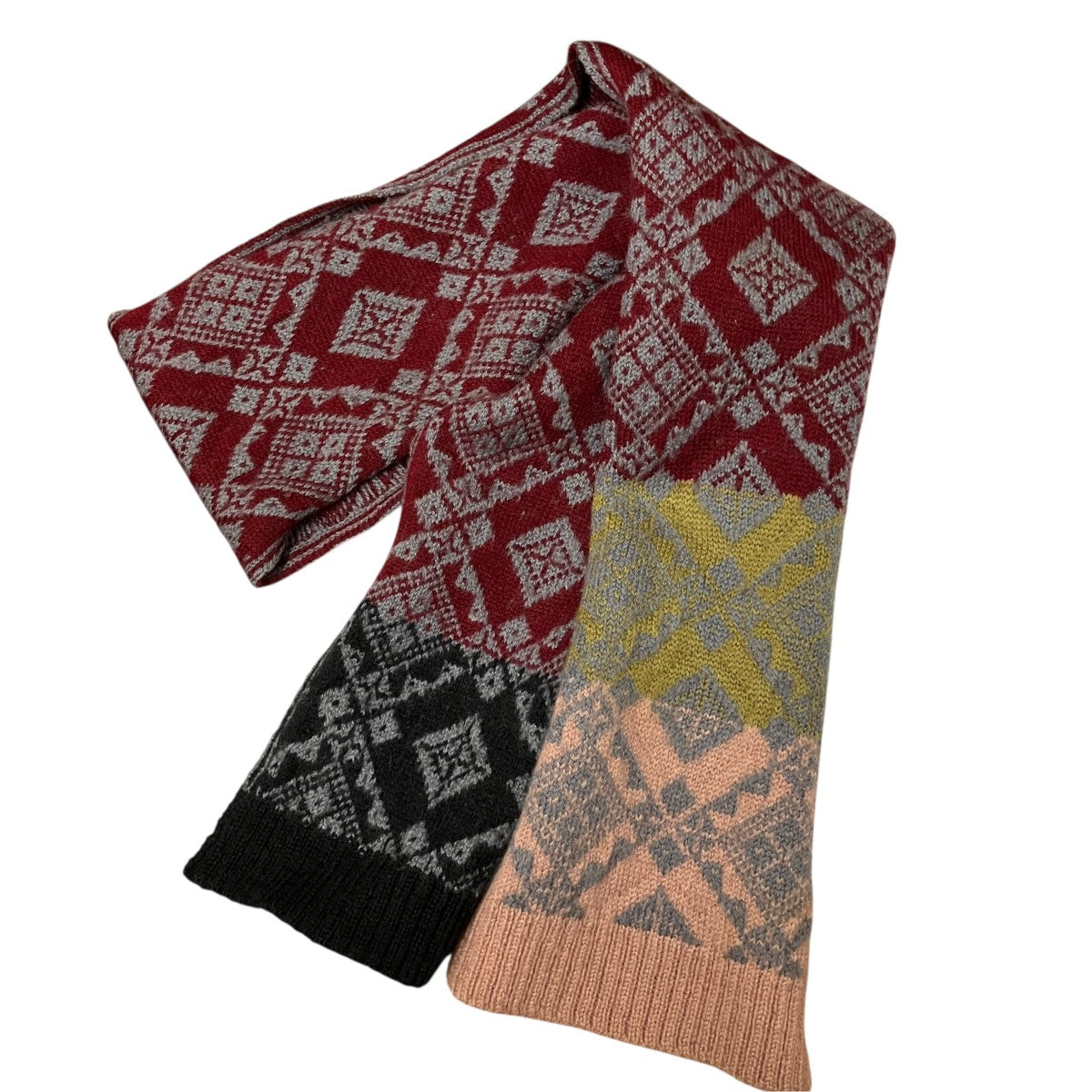 DRIES VAN NOTEN(ドリスヴァンノッテン) ジャガードマフラー レッド