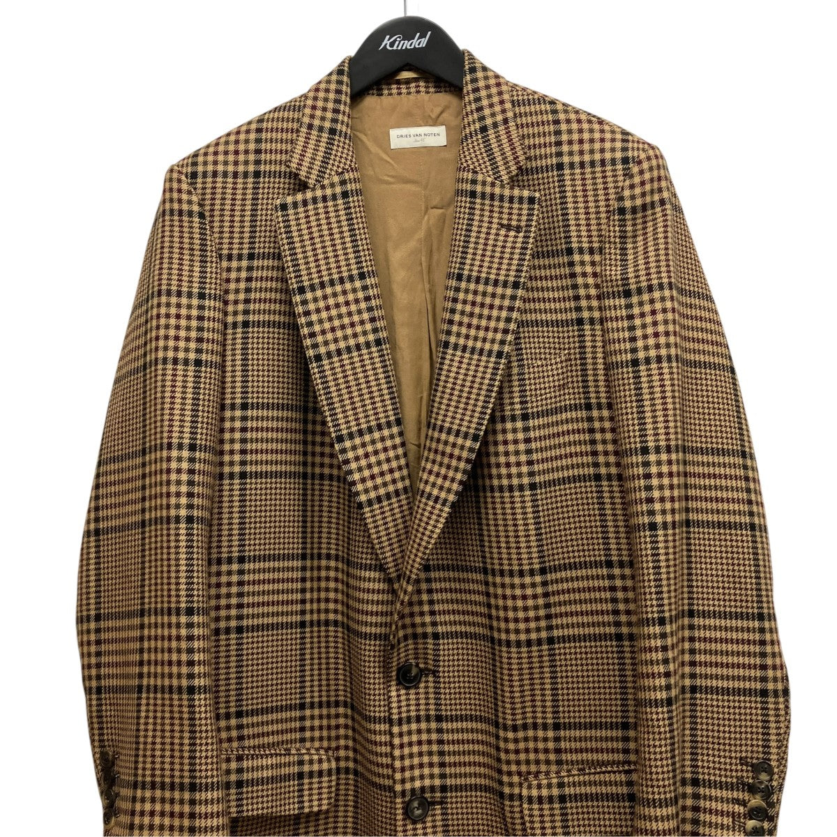未使用級　アンスリード パターンドッキングコート チェック ベージュ DRIES VAN NOTEN(ドリスヴァンノッテン) チェックチェスターフィールド