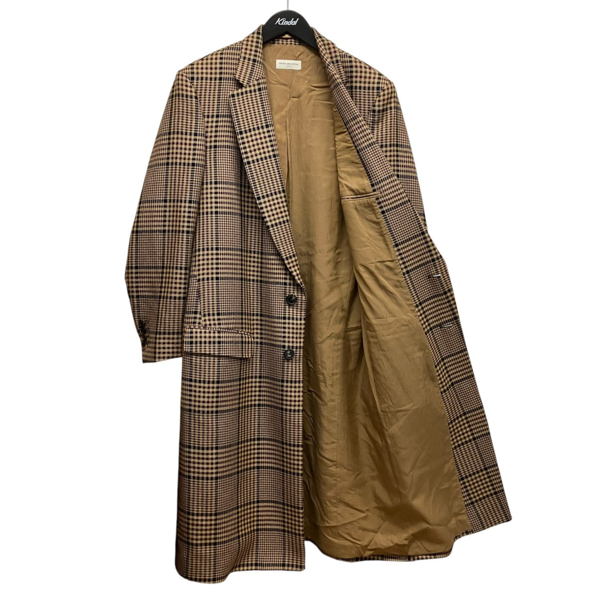 DRIES VAN NOTEN チェックチェスターフィールドコート 古着・中古-5枚目のアイテム画像