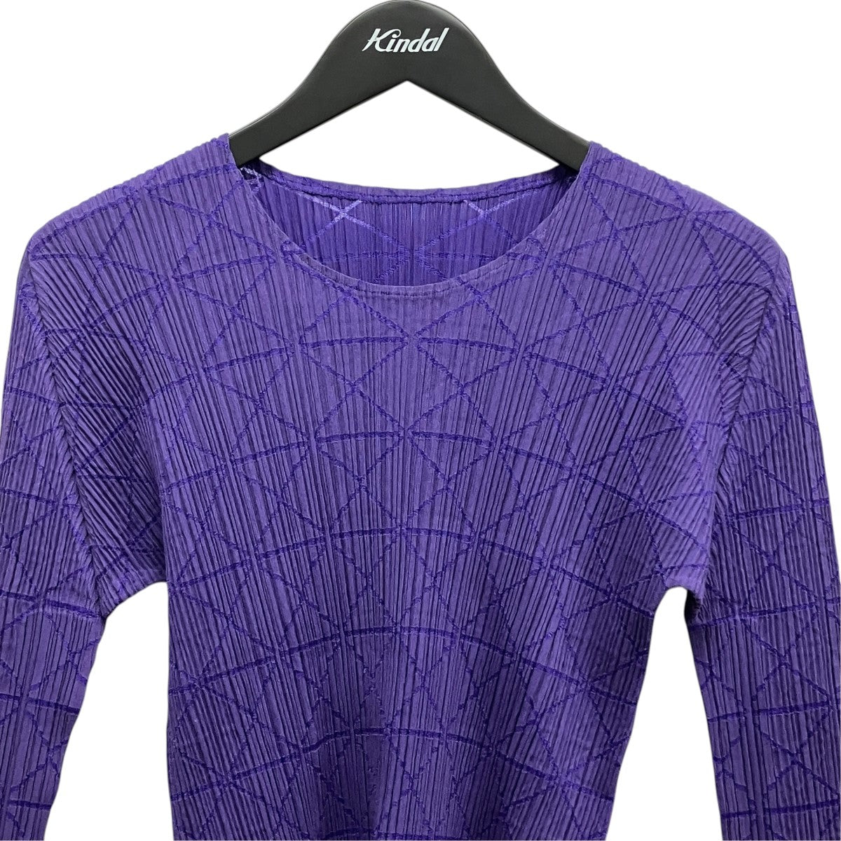 PLEATS PLEASE 総柄プリーツラウンドネックカットソーPP53-JK461 古着・中古-3枚目のアイテム画像