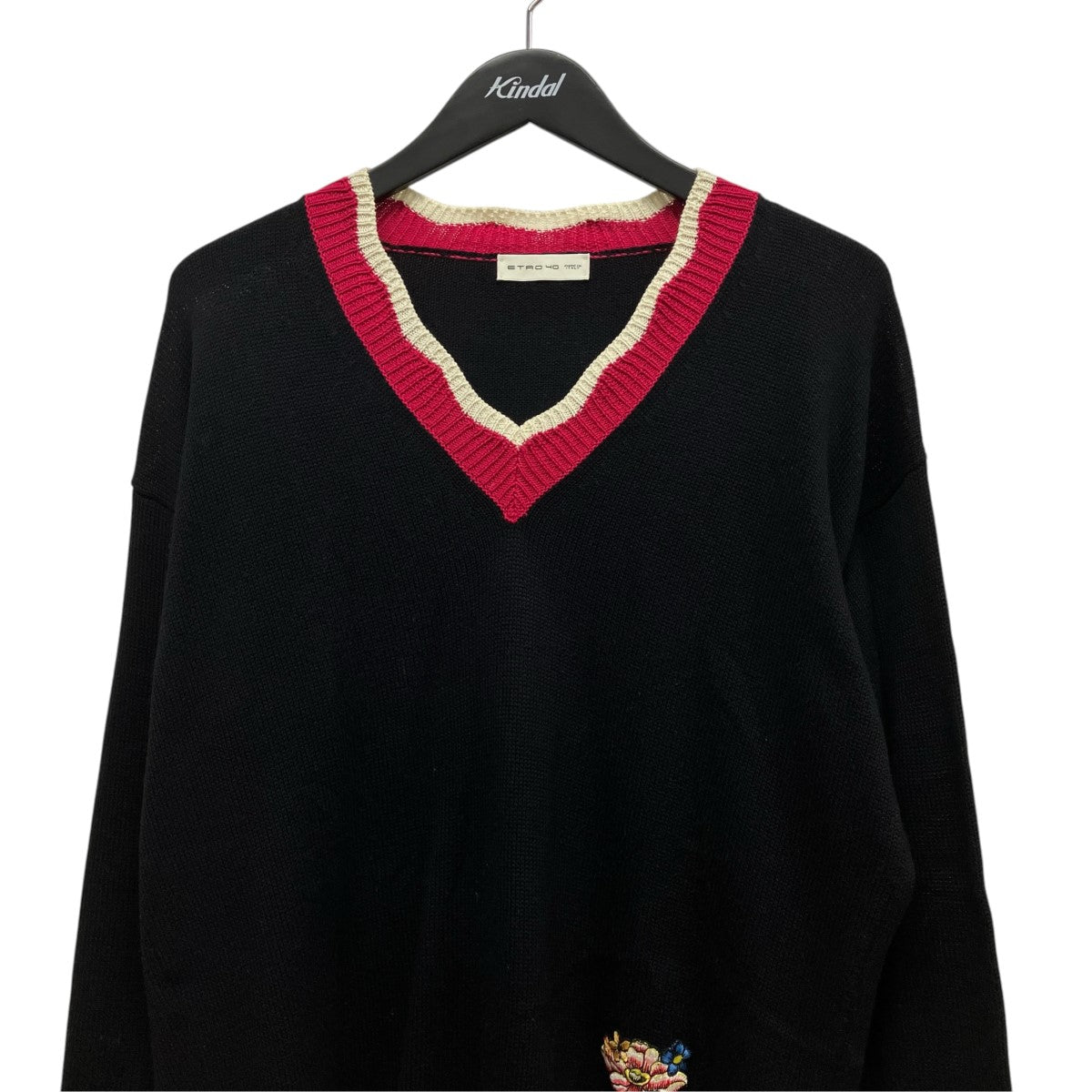 ETRO ワンポイントVネックニットセーター181-18171-9730 古着・中古-3枚目のアイテム画像