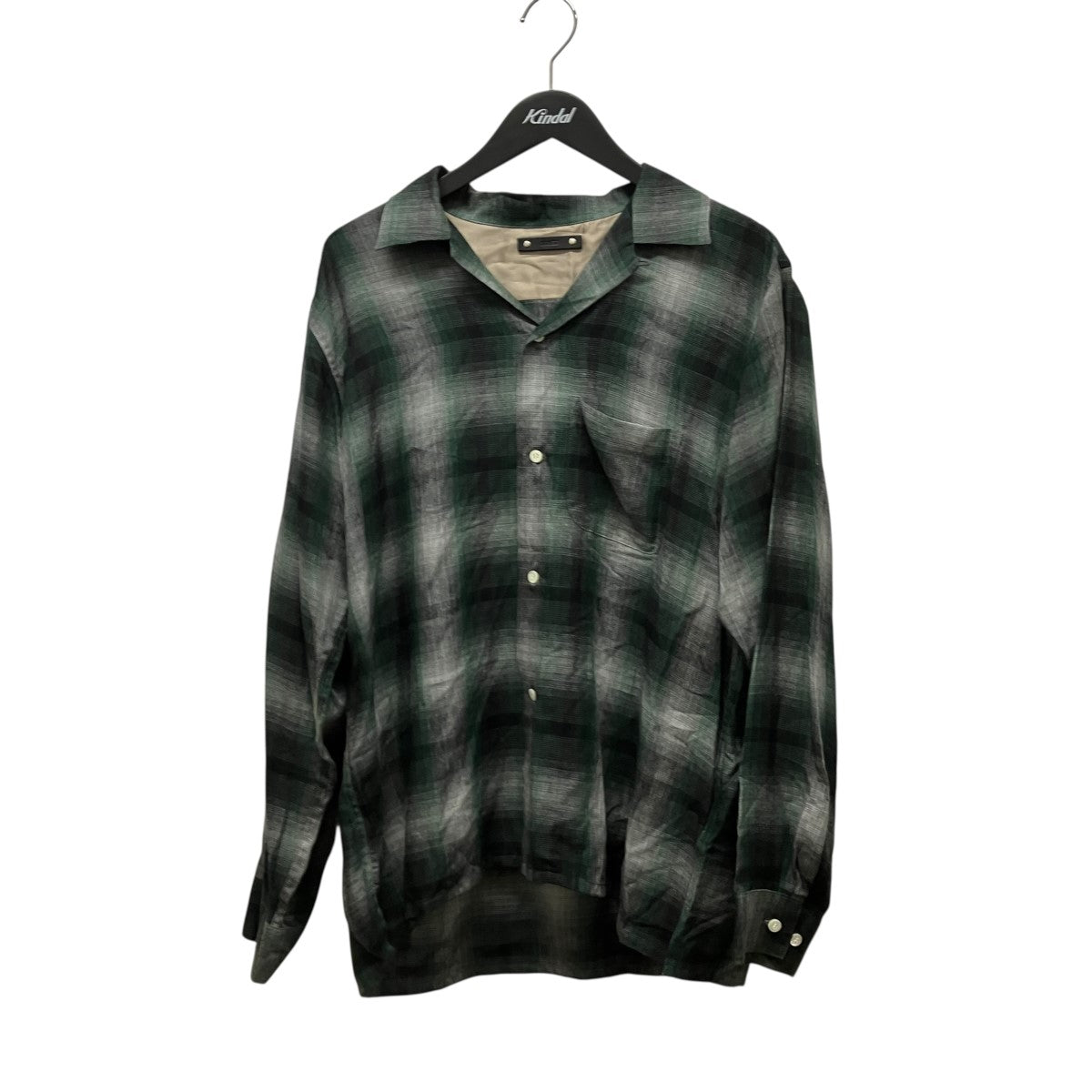 MINEDENIM 26AWT．Rayon Ombre Open Collar ShirtチェックロングスリーブシャツMDFBF09501-47-3 古着・中古-1枚目のアイテム画像
