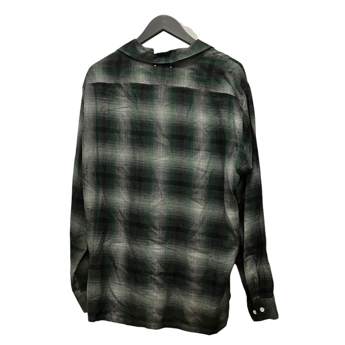 MINEDENIM 26AWT．Rayon Ombre Open Collar ShirtチェックロングスリーブシャツMDFBF09501-47-3 古着・中古-2枚目のアイテム画像