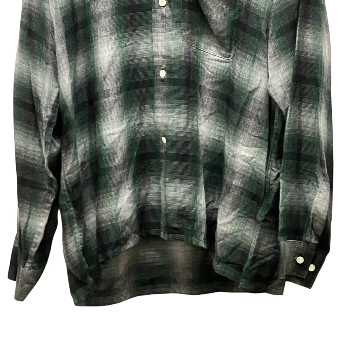 MINEDENIM 26AWT．Rayon Ombre Open Collar ShirtチェックロングスリーブシャツMDFBF09501-47-3 古着・中古-4枚目のアイテム画像